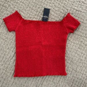 Hollister Women's Scarlet Smocked Crop Top